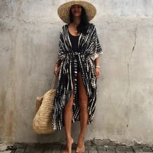 Large Size Womens Beach Cover-Up Cardigan Bikini Top Outerwear Summer Vacation Loose Fit Sun Protection Outerwear