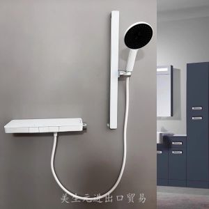 White Shower Head Set Non-Projecting Hotel Bathroom Engineering Simple Installation Square Shower Head Bracket Adjustable Height