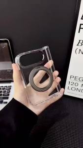 szhaiyu | For iPhone Duo iPhone 18 Fold Clear Phone Case With 360° Magnetic Rotate Stand With Lens Protection Shockproof Anti-fall Cover