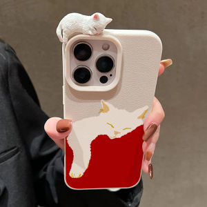 3D Cute Cat Leather Phone Case For iPhone 17 15 16 11 12 13 14 Pro Max 16 Plus 17 Air Shockproof Lovely Soft Phone Cover Funda