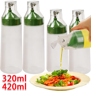 320/420ml Kitchen Squeeze Oil Dispenser Bottle / Leakproof Plastic Cooking Oil Pour Container / Household Automatic Opening Seasoing Bottle