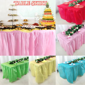 Disposable Table Skirt Rectangle Desk Skirt Party Table Cloth Tableware Birthday Wedding Baby Shower Decoration faldas de mesa