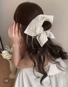 Korean Style White Hollow Square Scarf Ponytail Hair Ring Sweet Red Cherry Girly Headband Hair Acces