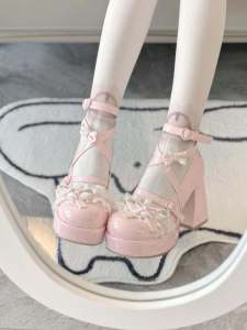 Giày Cao Gót Đế Dày Phong Cách Ballet Lolita Original Wind Bell Star Giày Đế Bằng Chống Thấm Nước Đầu Tròn Thắt Nút Bướm