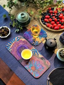 Vải Treo Bàn Trà Dày in Hoa Cotton Lanh Thấm Nước Vải Treo Bàn Trà Phong Cách Trung Hoa Cổ Điển Vải Trải Bàn Trà Họa Tiết Hoa