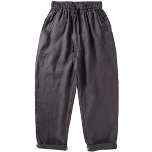 Mens Lightweight Draped Comfortable Breathable Straight Loose Pants 100% Pure Linen Summer Casual Long Trousers