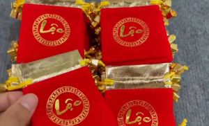 Combo 100 Túi Nhung Chữ LỘC PHÚC rút dây 7 x 9 đựng Xu Trang Sức Đồ Phong Thủy