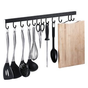 Kitchen hook storage rack household punch-free kitchen bathroom tool rack with hook 40/60CM wall-mounted storage rack
