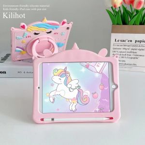 Cute IPad Air 5 4 3 2 1 Case with Pen Slot for Kids Cartoon IPad 10th 9th 8th 7th Mini 6th 5th 4th Gen Cover Shockproof Silicone Ipad 10.2 10.9 Pro 9.7 10.5 11 Inch Case with Pencil Holder