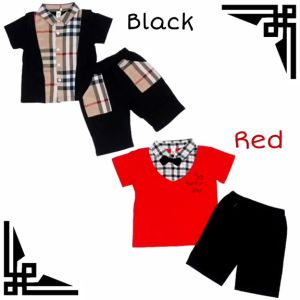 SETELAN ANAK LAKI IMPORT MURAH KEMEJA KOTAK KATUN KOTAK CELANA PENDEK