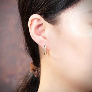 Huitan Elegant Women Hoop Earrings Gold Color Engagement Luxury Female Accessories Inlaid Black/White CZ Elegant Party Jewelry