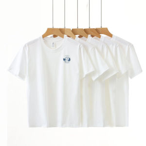 Heavy Cotton American Retro White Short-Sleeved T-shirt Men Fashion Brands Trendy Summer Half Sleeve Loose Niche Top