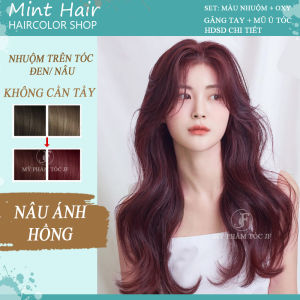 Kem Nhuộm Tóc Thảo Dược Nâu Ánh Hồng Nhuộm Từ Nền Tóc Đen và Nâu Trầm Không Cần Tẩy Tặng Oxy