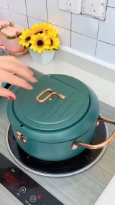 Nồi Chiên Sâu chống dính Tempura NB Có Nắp Đậy Nhiệt Kế Lọc Dầu