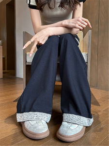 QIAONIAOGE | High Waist Straight Leg Original Color Denim Jeans Women Spring Autumn Small Size Patchwork Hook Needle Rope Drawstring