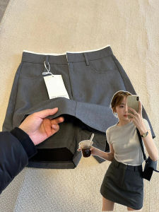 Gray Suit A-Line Mini Skirt High Waist Womens plus Size Hiding Hip Summer New Style Fashionable Casual Short Skirt