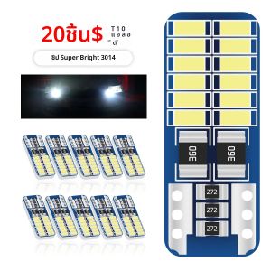 20PCS T10 W5W LED Canbus 3014 24SMD ไม่มีข้อผิดพลาด 194 168 T10 LED รถภายในเครื่องมือหลอดไฟ 12v Universal สีขาว 6000k