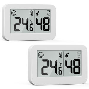 2 Chiếc Màn Hình LCD Kỹ Thuật Số Đo Nhiệt Độ Độ Ẩm Cảm Biến Trong Nhà Nhiệt Kế Màu Đen/Trắng Nhiệt Kế Đo Độ Ẩm Cho Phòng Gia Đình Treo Tường