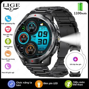 LIGE | Đồng Hồ Thông Minh Nam LIGE Với Pin 1100mAh Đèn Pin LED La Bàn Chống Nước 3ATM Gọi Bluetooth Theo Dõi Thể Dục Theo Dõi Giấc Ngủ