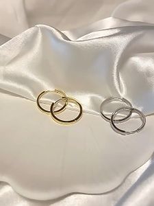 Earrings Pawnable 21k Pure Saudi Gold French Simple Hoop Earrings Niche Design Earrings 2023 New Trendy Women