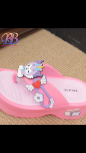 【BB】Kuromi Kids Slippers Cute Cartoon Design Wedge Flip Flops for Girls Non Slip Comfortable Rubber Summer Beach Shoes #308-4
