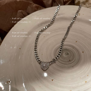 South Korea Ins Accessible Luxury Special-Interest Design Clavicle BM Fancy Easiest for Match a Heart Shape Rhinestone Zircon Necklace Necklace
