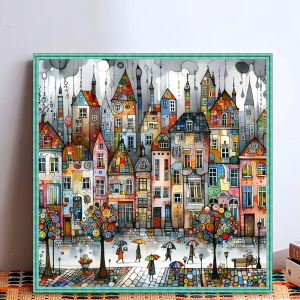 Colorful Small Town Cartoon Jigsaw Puzzle 500 1024pcs For Beginners Adults Home Wall Decor Gift Brain Teaser Family Game