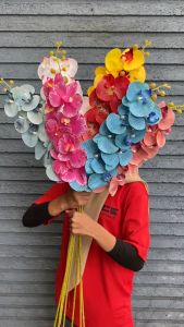 Mengimpor 9 Kuntum Bunga Anggrek Buatan: Bunga Dekorasi & Bunga Buket Premium