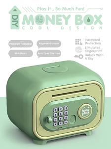 Electronic Piggy Bank for Children Password Saving Box Safe Cash Money With Fingerprint Sound Bank Mini ATM Kids 3 Year Gifts