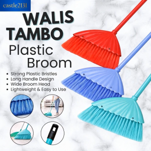 Castle2131 Durable Walis Tambo Plastic Broom Long Handle Plastic Broom Walis for Home Office Cleaning