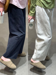 ลำลอง ขากว้าง กางเกง สูง เอว ผู้หญิงตัดตรง พลัสไซส์ ฤดูใบไม้ร่วง สไตล์ใหม่ หลวม พรางหุ่น ชุดทำงานเก้าจุด กางเกงขายาว