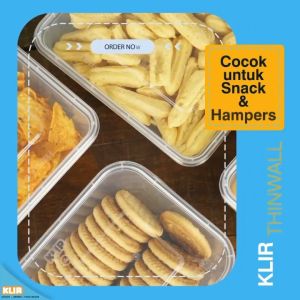 Kotak makan plastik persegi 500ml & tutup / thinwall persegi / Tempat makan / KLIR - ANTI PECAH anti bocor isi 25 pcs