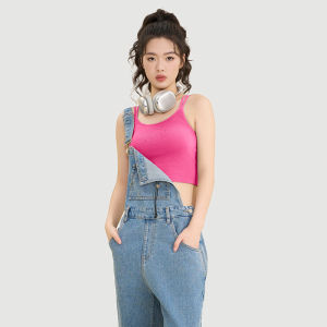 YOUKESHU | Womens One-Piece Integrated Vest Tank Top Bralette With Chest Pad Inner Wear Outdoor Wearable Pure Color Modal Nylon Spandex