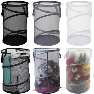 Folding Dirty Laundry Sorting Basket Large Mesh Yarn Storage Bag Frame Bucket Laundry Organizers Storage Pouch Storage Organizer