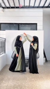 Gamis Couple Lebaran Ibu Dan Anak Perempuan Qirani Dres KF Sabrina Anti UV Mix Ceruty Babydoll L XL XXL Dress Dewasa Jumbo Terbaru Baju Muslim Anak Cewek 10 - 12 Tahun Gaun Panjang Syari Wanita Muslimah Warna Sage Hitam Dusty Burgundy