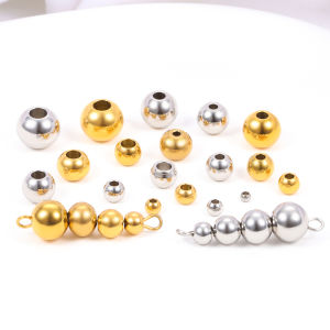 Stainless Steel Through-hole Loose Beads diy Steel Beads 18K Gold Beads Jewelry Accessories
