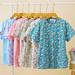 Summer Pajamas Womens Short-Sleeved Clothes and Shorts Pure Cotton Fresh Woven Cotton Cloth Pastoral Floral Thin Homewear Suit