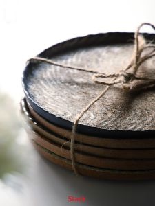 JOTO | Wabi-Sabi Coarse Ceramic Flat Plate Fruit Plate Serving Tray Retro Round Plate Black