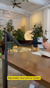 Floor Stand Tablet Telescopic Aluminium TD1102 TRIPLEDI Dual Phone Holder Adjustable Cantilever Live Streaming Video Arm Hands Free Rotatable Lazypod 13 Inch Foldable