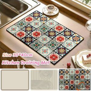 Seeko Kitchen Draining Mat Non-slip Washable Tableware Mat Foldable Dish Drying Pad 30*40cm