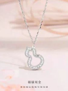 Pure Silver 999 Gourd Necklace for Women Fresh out Fashion Lockbone Chain Gift for Girlfriend Korean Style Jewelry Accessories