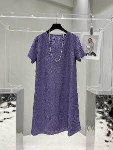 Elegant V-neck Slimming Casual Fashionable Pure Color Summer New Arrival Dress for Mom Polyester A-line Long Dress