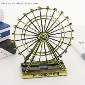 London Big Ben Model with Clock and Ferris Wheel World Famous Landmark Building Home Office Tabletop Decoration Souvenir