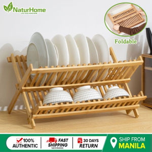 COD NaturHome Kitchen Wooden Cutlery Rack Dish Rack Kitchen Foldable Drain Rack Drainer Tableware Storage Rack
