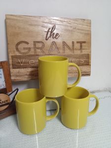 3pcs. Yellow Ceramic Coffee Mugs 13oz Microwavable
