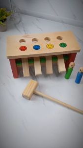 Palu Loncat Emoticon Hammer Set Pasak Kayu Mainan Edukasi Anak Palu Paluan Montessori Toys