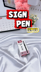 FCI Black Ink Sign Pen (0.5 mm) Super Liquid Ink Pen Black Smooth sold per (1pc/12pcs per box) for School and Office Supplies