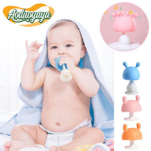 Aodouyaya Baby Teether Mushroom Head Teether Soft Silicone Infant Chewing Toy Mainan Bayi蘑菇磨牙神器