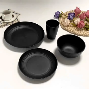 Kitchen Wheat Dinnerware Set 16pcs Unbreakable Dinnerware Set for Family Gatherings Outdoor Camping for Rustic for Parti