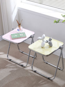 Scandinavian Accessible Luxury Bedroom Side Table Transparent Foldable Small Coffee Table Minimalist Home Casual Sofa Corner Table Balcony Small Table